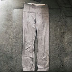 Lululemon Grey Capris Legging with Floral Detail